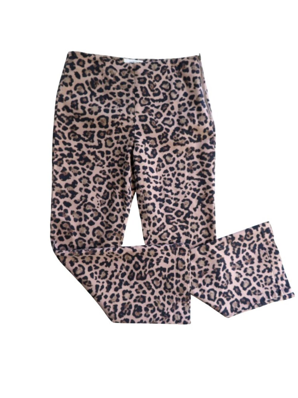 Loft Leopard Print Slim Fit Pants Womens Size 4 Cotton Blend Side Zip Closure